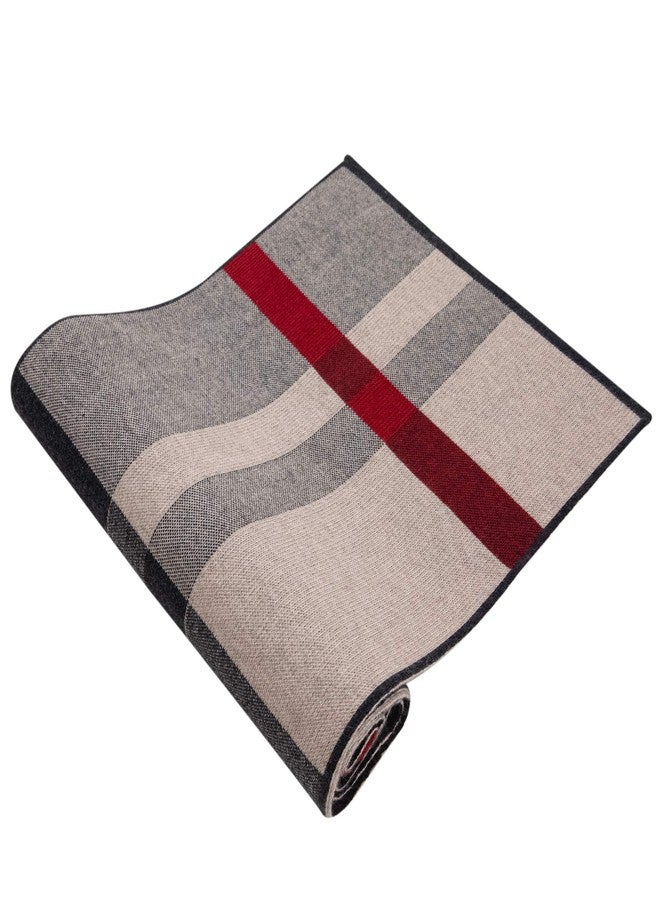 Lallier Men's Merino Wool Scarf, Long Winter Neckwear with Gift Box (Camel Black) - Image 5